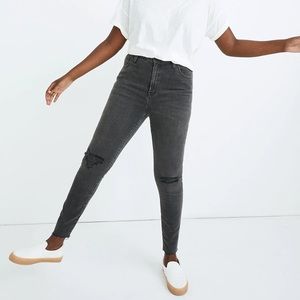 NWT Madewell Curvy High-Rise Skinny Jeans in Black Sea Size 25 Drak Gray Ribbed
